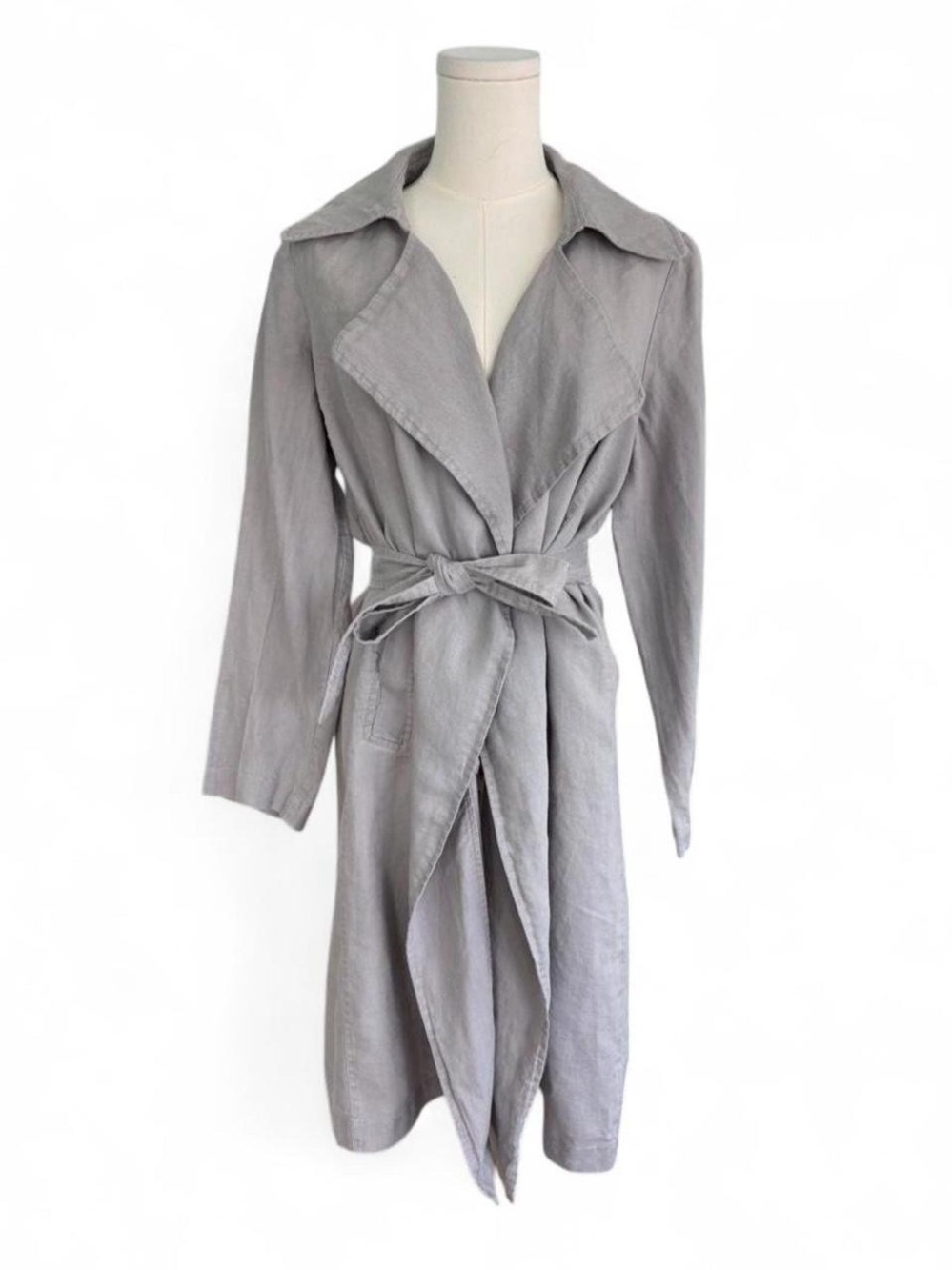 Light Gray Women's Linen Trench Coat